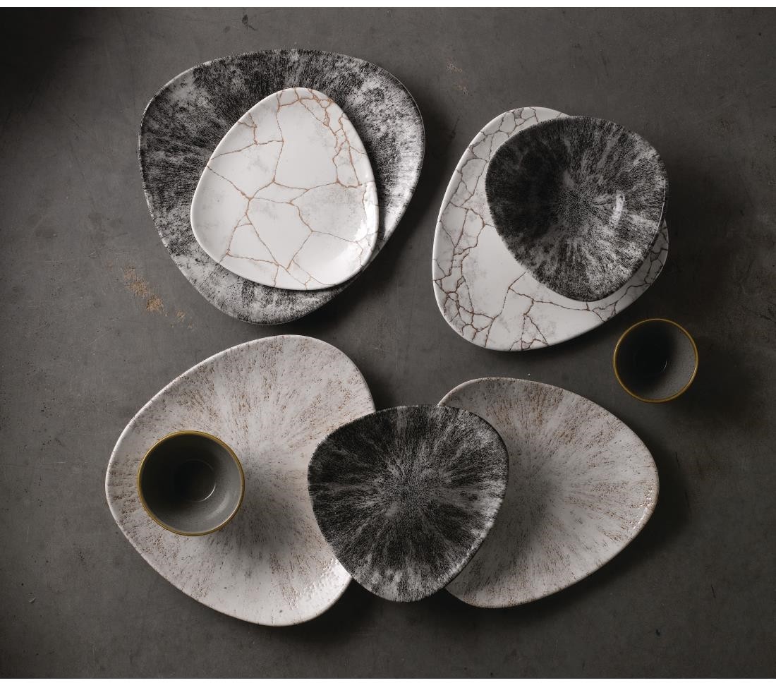  Churchill Assiettes triangulaires Studio Prints Kintsugi Agate Grey Lotus 228mm (Lot de 12) 