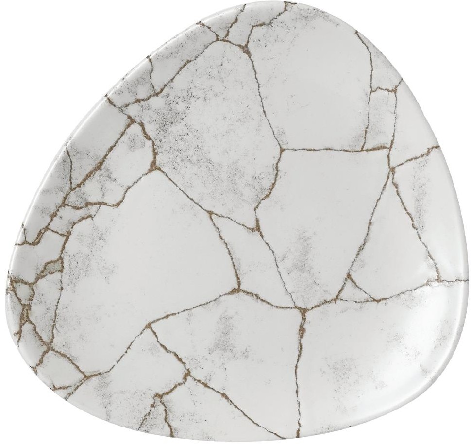  Churchill Assiettes triangulaires Studio Prints Kintsugi Agate Grey Lotus 177mm (Lot de 12) 