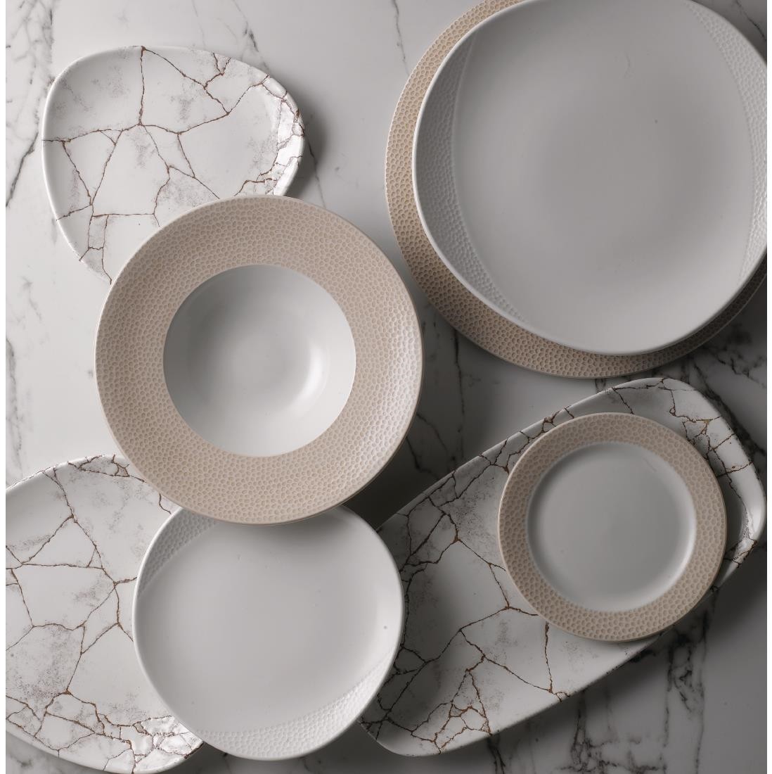  Churchill Assiettes triangulaires Studio Prints Kintsugi Agate Grey Lotus 177mm (Lot de 12) 