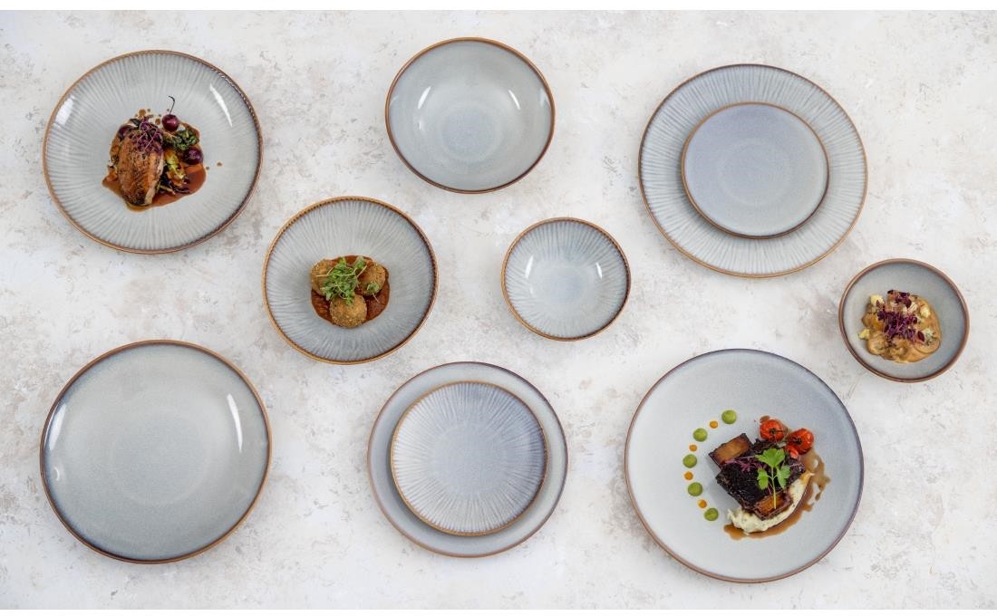  Olympia Assiettes creuses Drift gris uni 260 mm (lot de 4) 