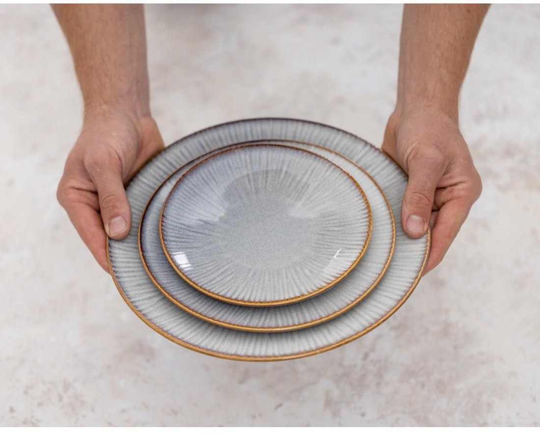  Olympia Assiettes plates Drift en relief gris 280mm (lot de 4) 