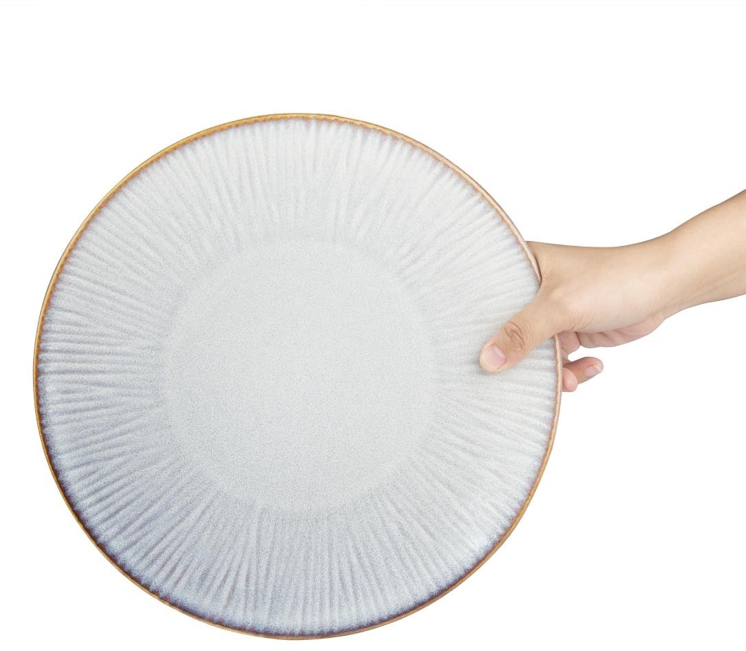  Olympia Assiettes plates Drift en relief gris 280mm (lot de 4) 