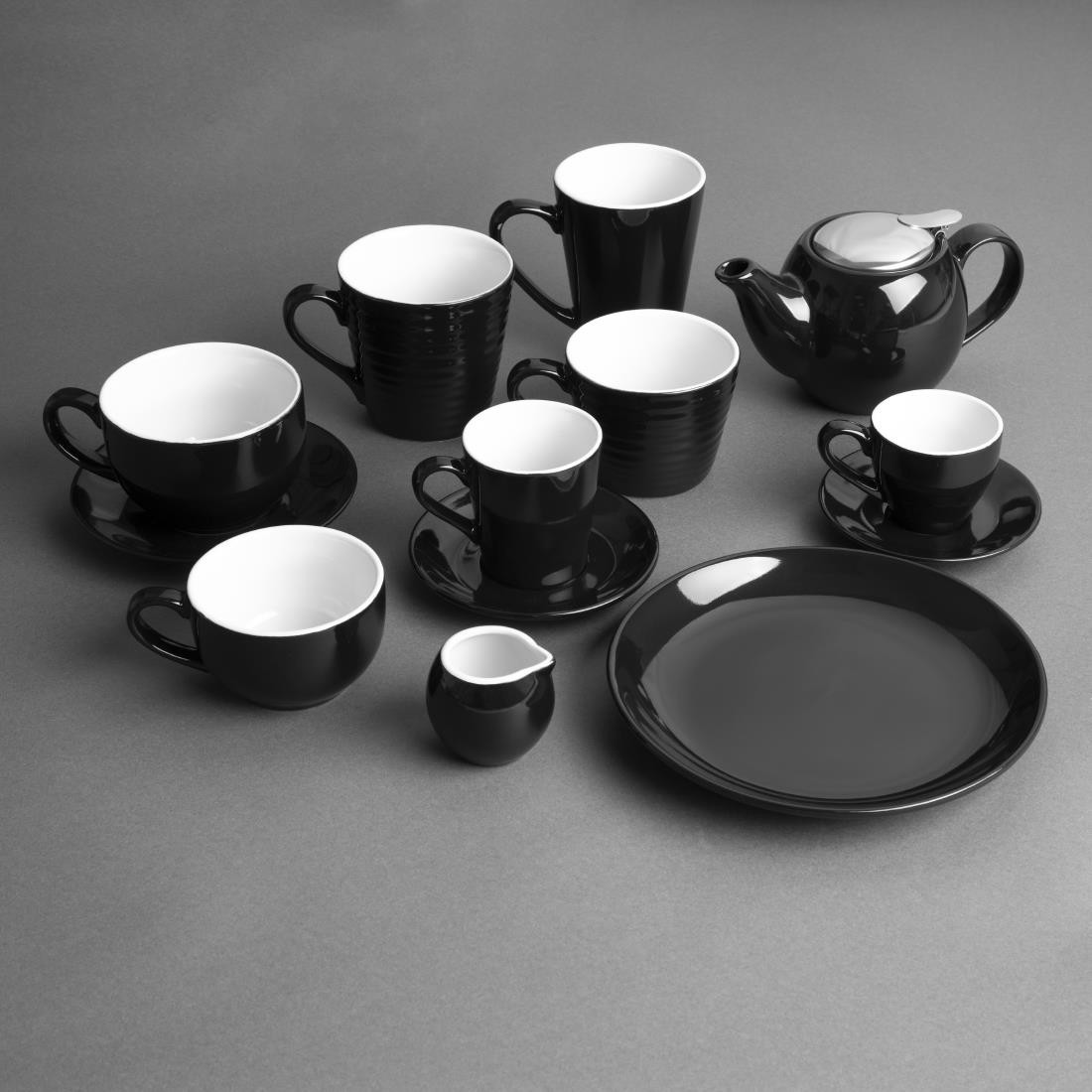  Olympia Assiettes creuses Caf&eacute; noires 205mm (lot de 12) 