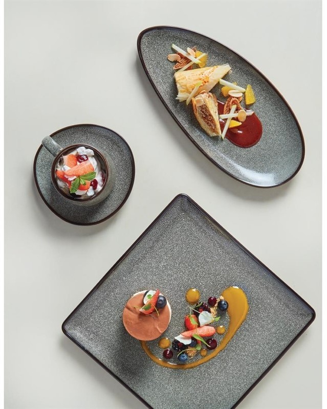  Olympia Assiettes feuille Mineral 255mm 
