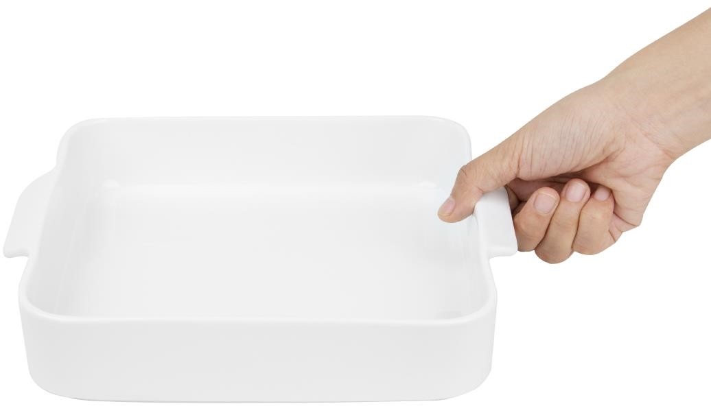  Olympia Plats &agrave; four carr&eacute;s avec poign&eacute;es Whiteware 260x225x50mm (lot de 2) 