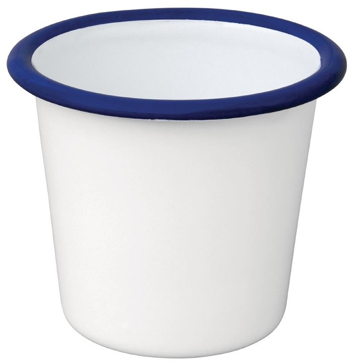  Olympia Pot &agrave; sauce en acier &eacute;maill&eacute; bleu et blanc 114ml 