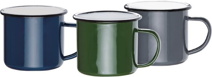  Olympia Mugs en acier émaillé vert et noir 350ml 