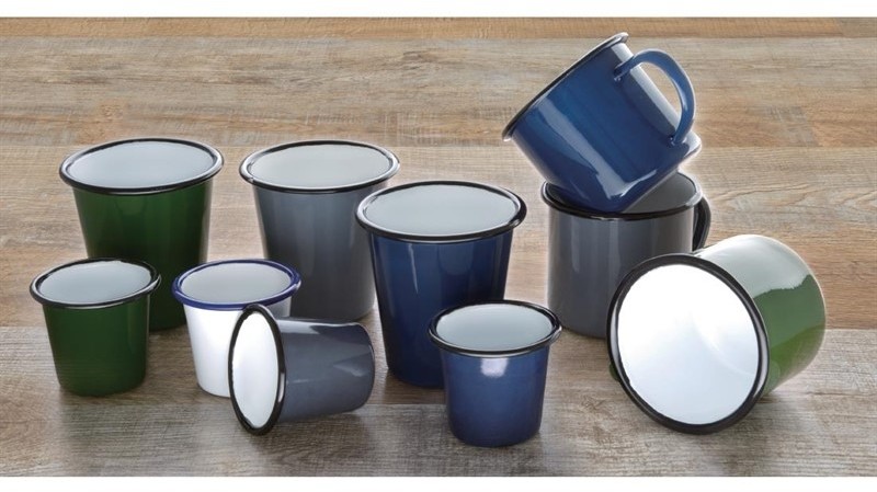  Olympia Mugs en acier &eacute;maill&eacute; vert et noir 350ml 