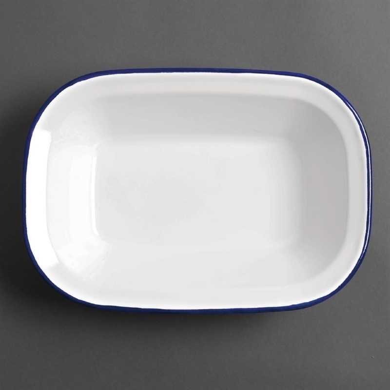  Olympia Plat de service rectangulaire acier &eacute;maill&eacute; 280x190x55mm lot de 6 