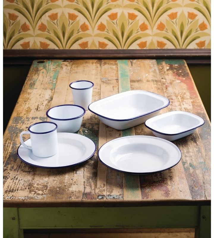  Olympia Plat rectangulaire en acier &eacute;maill&eacute; 180x130x40mm lot de 6 