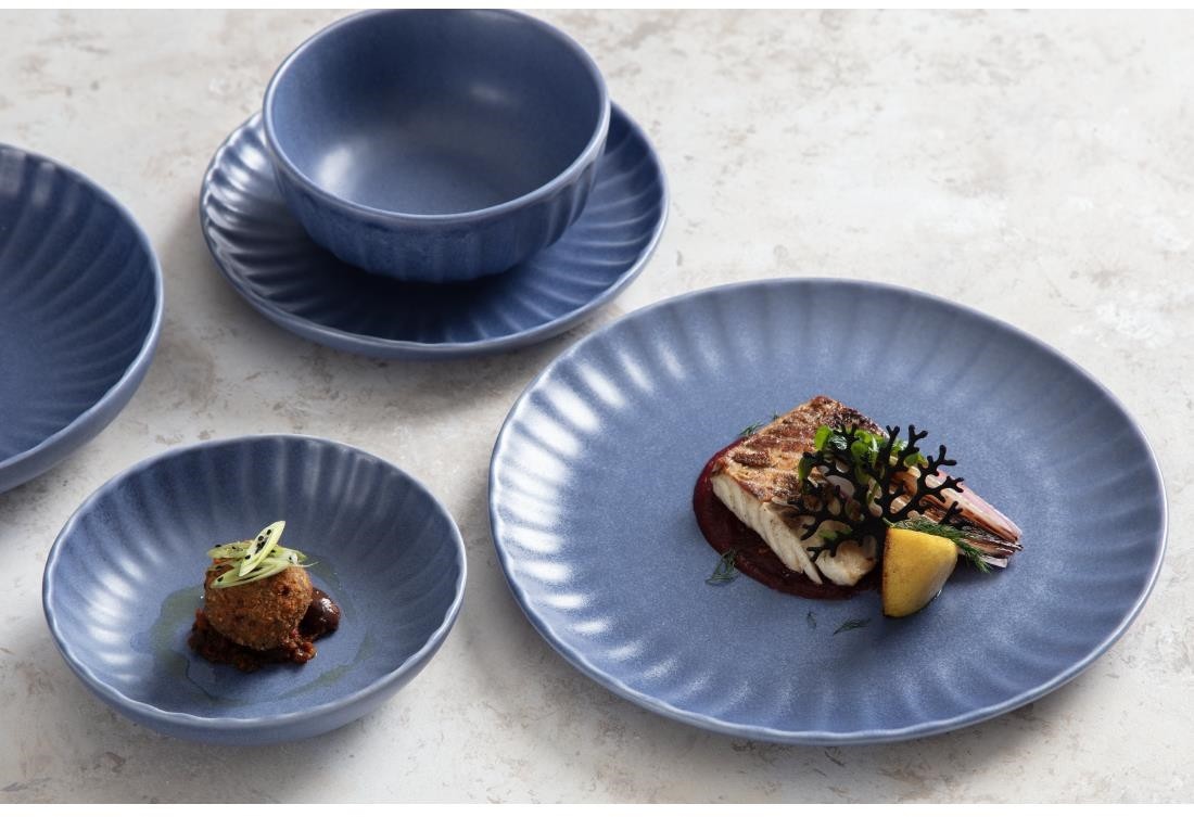  Olympia Assiettes calottes Corallite bleues 160x40mm (lot de 6) 