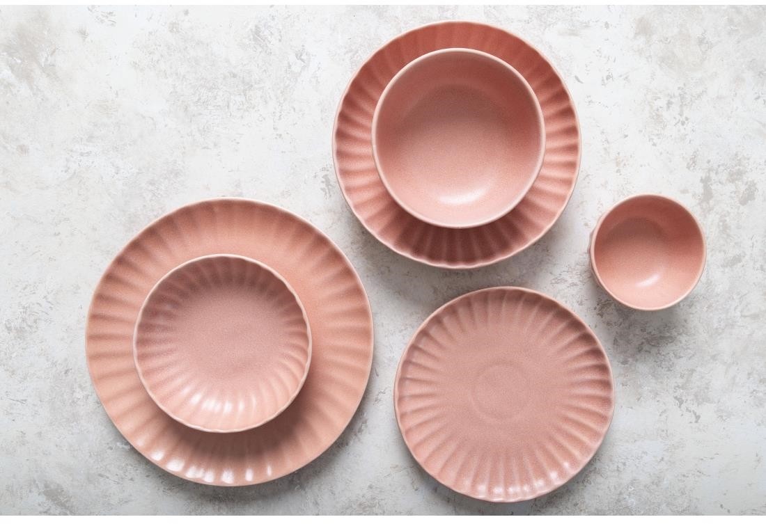  Olympia Assiettes calottes Corallite p&ecirc;che 220x50mm (lot de 6) 