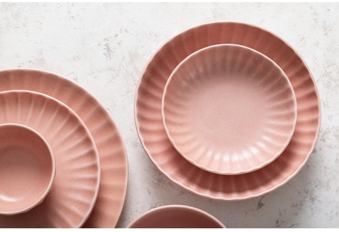  Olympia Assiettes calottes Corallite p&ecirc;che 220x50mm (lot de 6) 