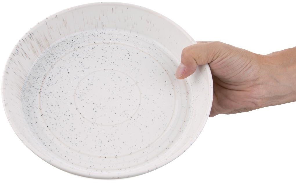  Olympia Bols plats ronds mouchet&eacute;s blancs Cavolo 220mm (lot de 4) 