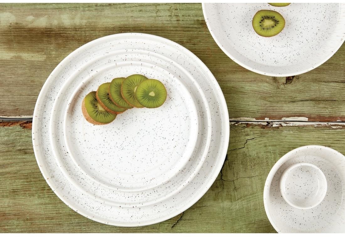  Olympia Assiettes plates rondes Cavolo blanc mouchet&eacute; 180mm (lot de 6) 