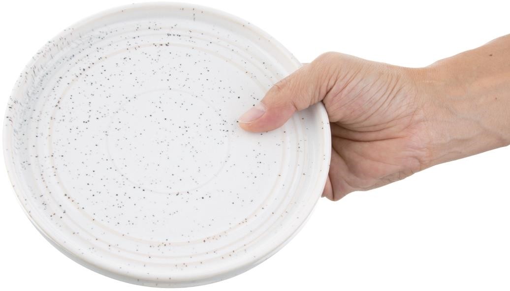  Olympia Assiettes plates rondes Cavolo blanc mouchet&eacute; 180mm (lot de 6) 