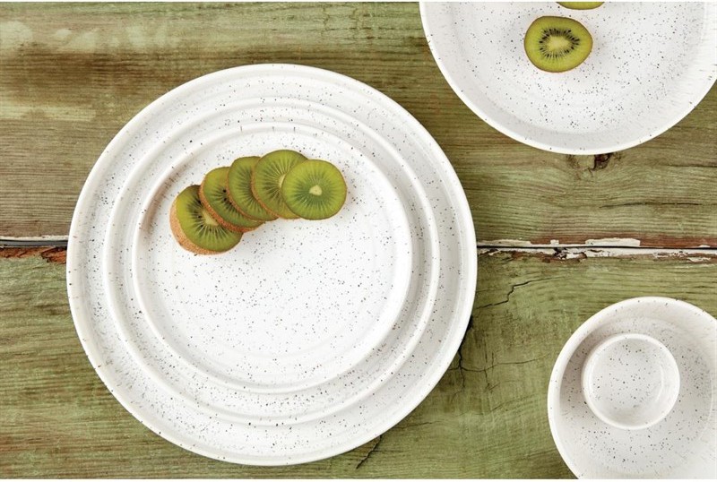  Olympia Assiettes plates rondes Cavolo blanc mouchet&eacute; 220mm (lot de 6) 