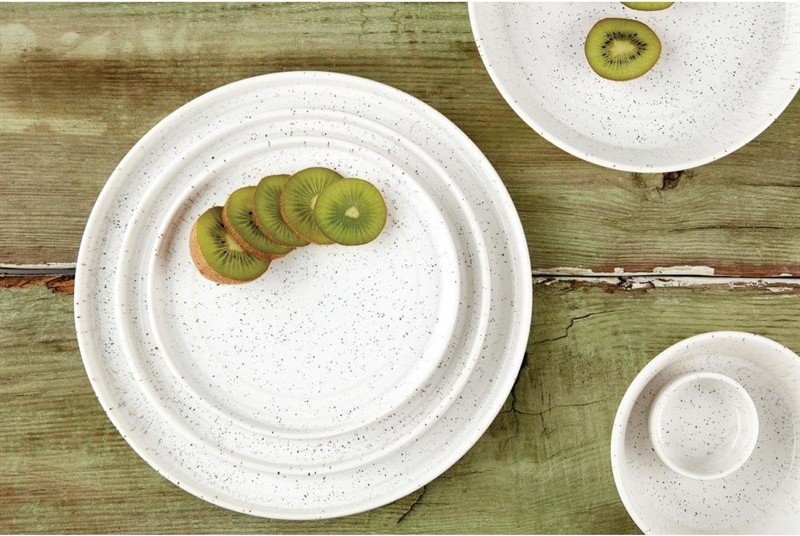  Olympia Assiettes plates rondes Cavolo blanc mouchet&eacute; 270mm (lot de 4) 