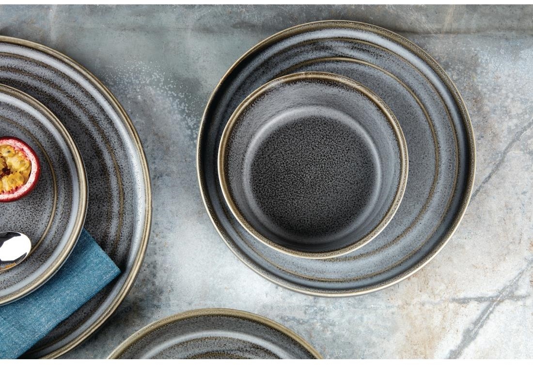  Olympia Bols plats ronds anthracite Cavolo 220mm (lot de 4) 