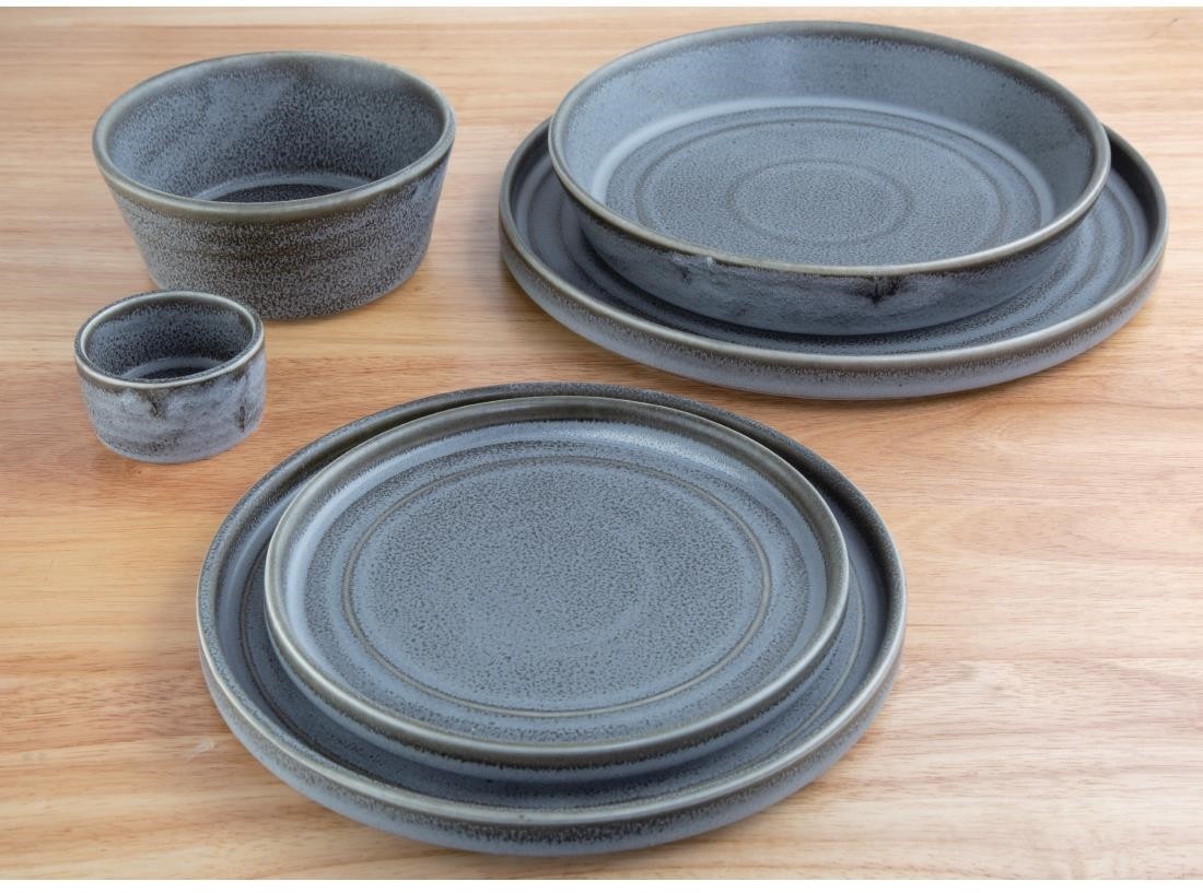  Olympia Bols plats ronds anthracite Cavolo 220mm (lot de 4) 