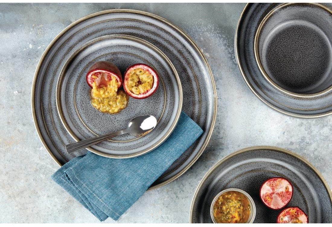  Olympia Assiettes plates rondes Cavolo anthracite 220mm (lot de 4) 