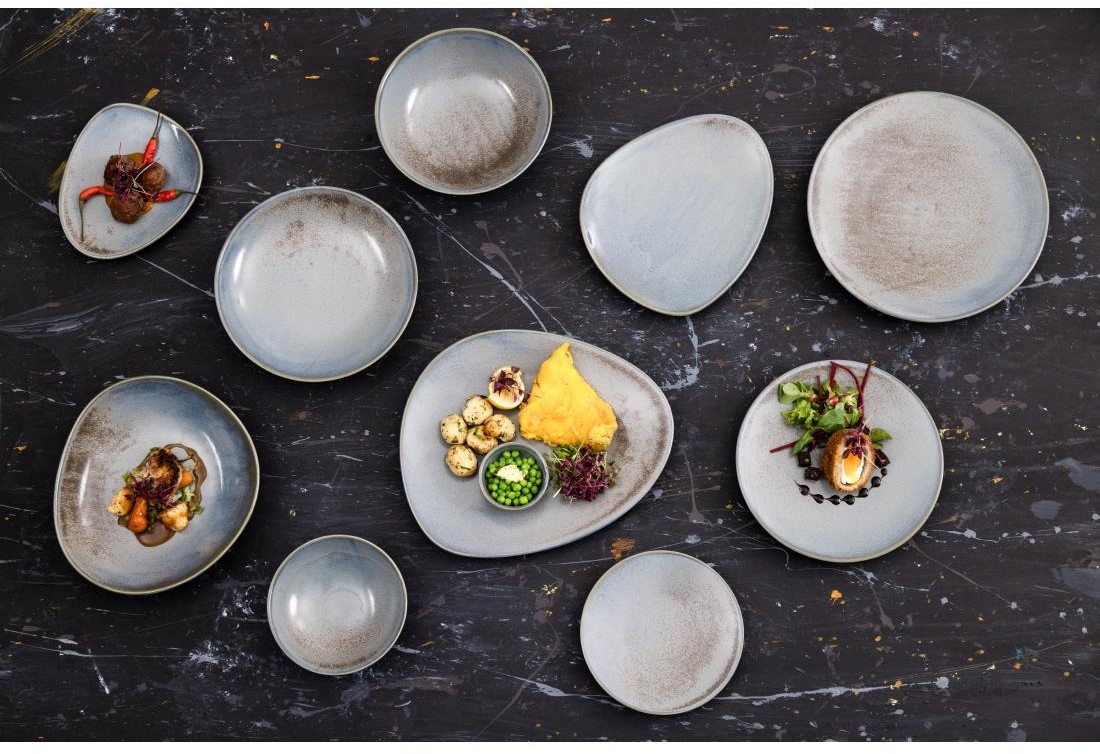  Olympia Assiettes triangulaires Ember Blue 250mm (lot de 6) 