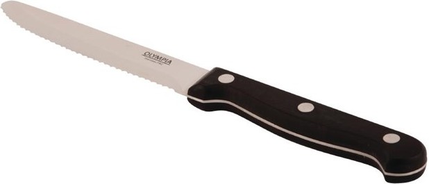  Olympia Couteaux &agrave; steak arrondis noirs (x12) 