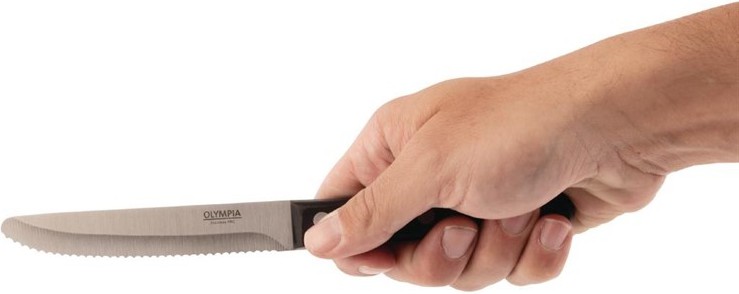  Olympia Couteaux &agrave; steak arrondis noirs (x12) 