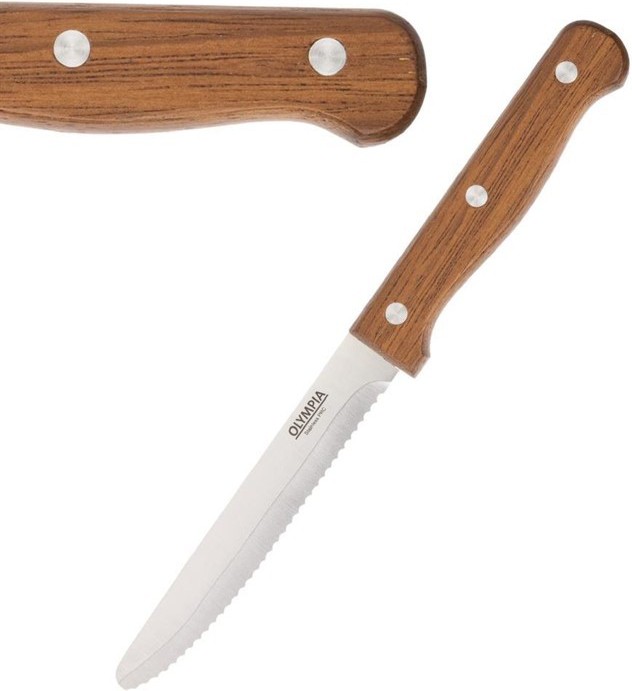  Olympia Couteaux &agrave; steak arrondis bois (x12) 
