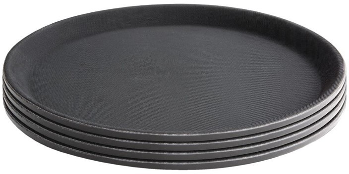  Kristallon Plateau antid&eacute;rapant en fibre de verre rond noir 356mm 