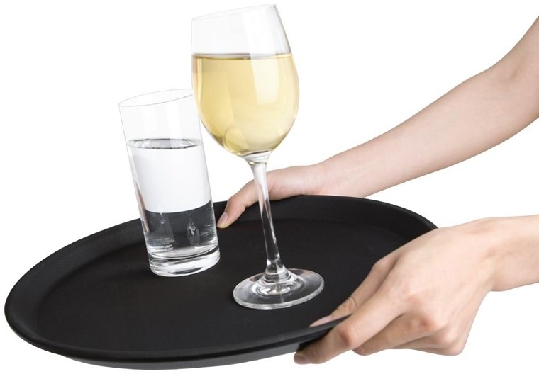  Kristallon Plateau antid&eacute;rapant en fibre de verre rond noir 356mm 