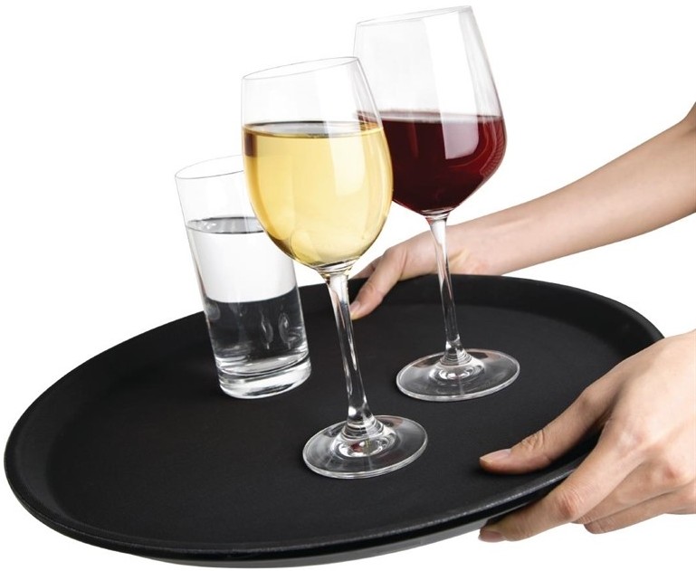  Kristallon Plateau antid&eacute;rapant en fibre de verre rond noir 406mm 