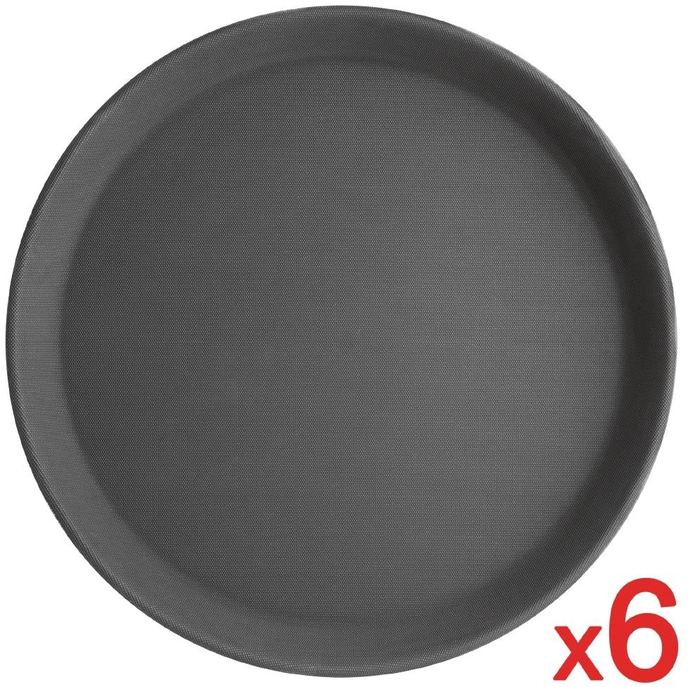  Olympia Lot de 6 plateaux ronds antid&eacute;rapants en polypropyl&egrave;ne Kristallon 