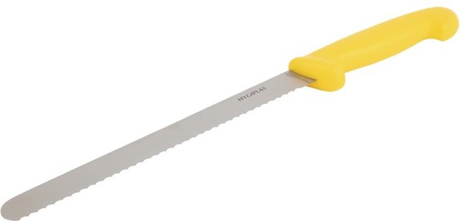  Hygiplas Couteau &agrave; trancher dent&eacute; jaune 255mm 