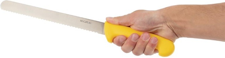  Hygiplas Couteau &agrave; trancher dent&eacute; jaune 255mm 