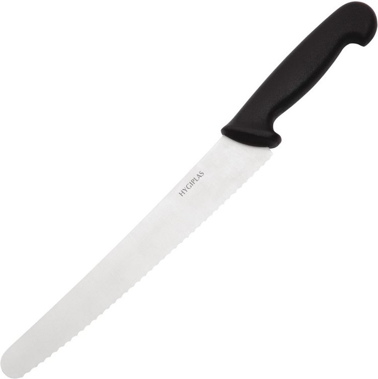  Hygiplas Couteau &agrave; p&acirc;tisserie dent&eacute; noir 250mm 