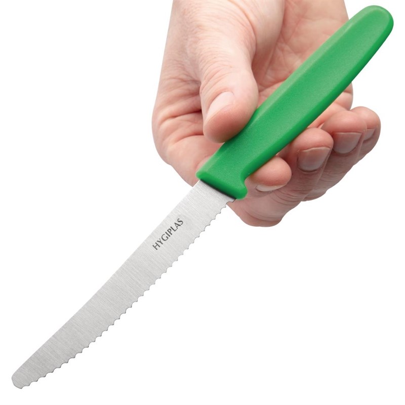  Hygiplas Couteau &agrave; tomates dent&eacute; vert 100mm 