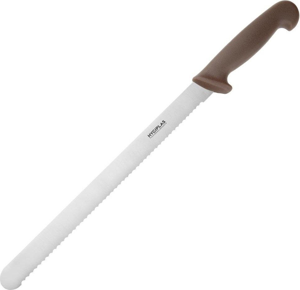 Hygiplas Couteau &agrave; trancher dent&eacute; marron 30cm 