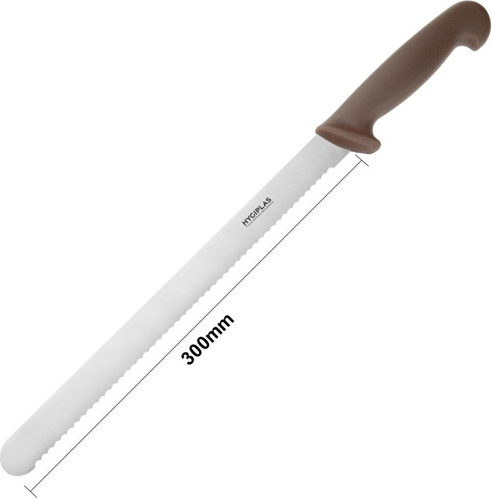  Hygiplas Couteau &agrave; trancher dent&eacute; marron 30cm 