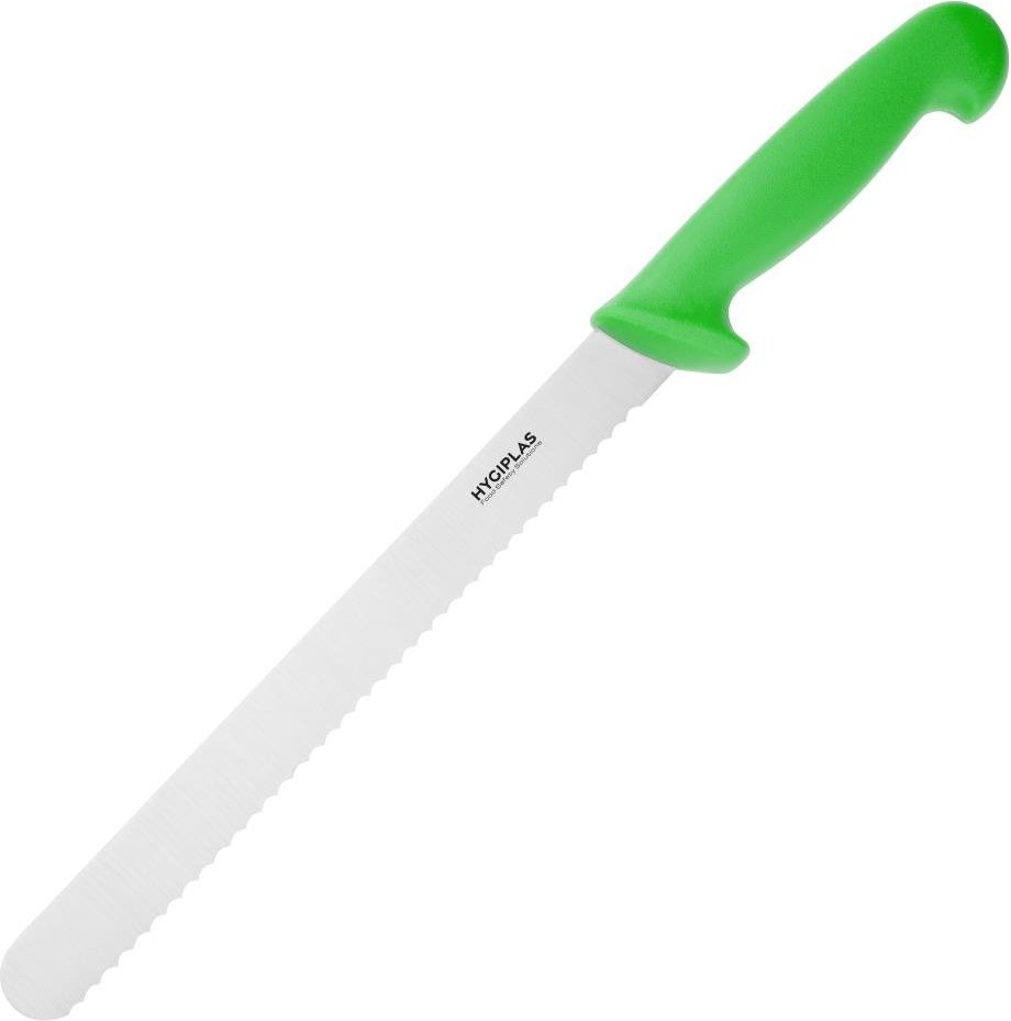  Hygiplas Couteau &agrave; trancher dent&eacute; vert 25cm 