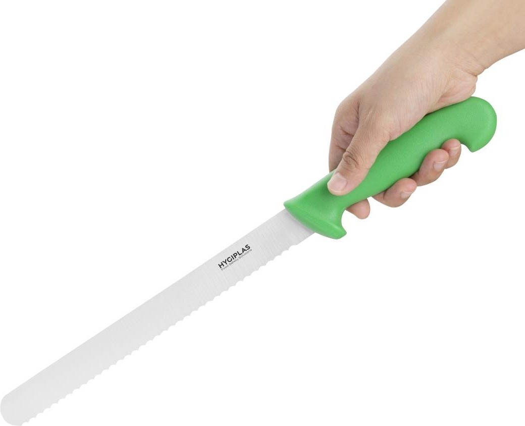  Hygiplas Couteau &agrave; trancher dent&eacute; vert 25cm 