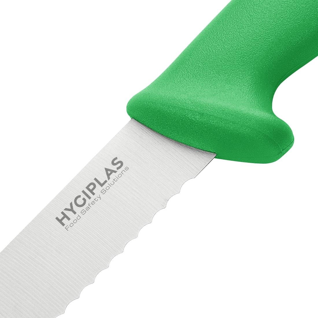  Hygiplas Couteau &agrave; trancher dent&eacute; vert 25cm 