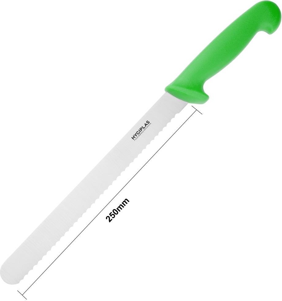  Hygiplas Couteau &agrave; trancher dent&eacute; vert 25cm 