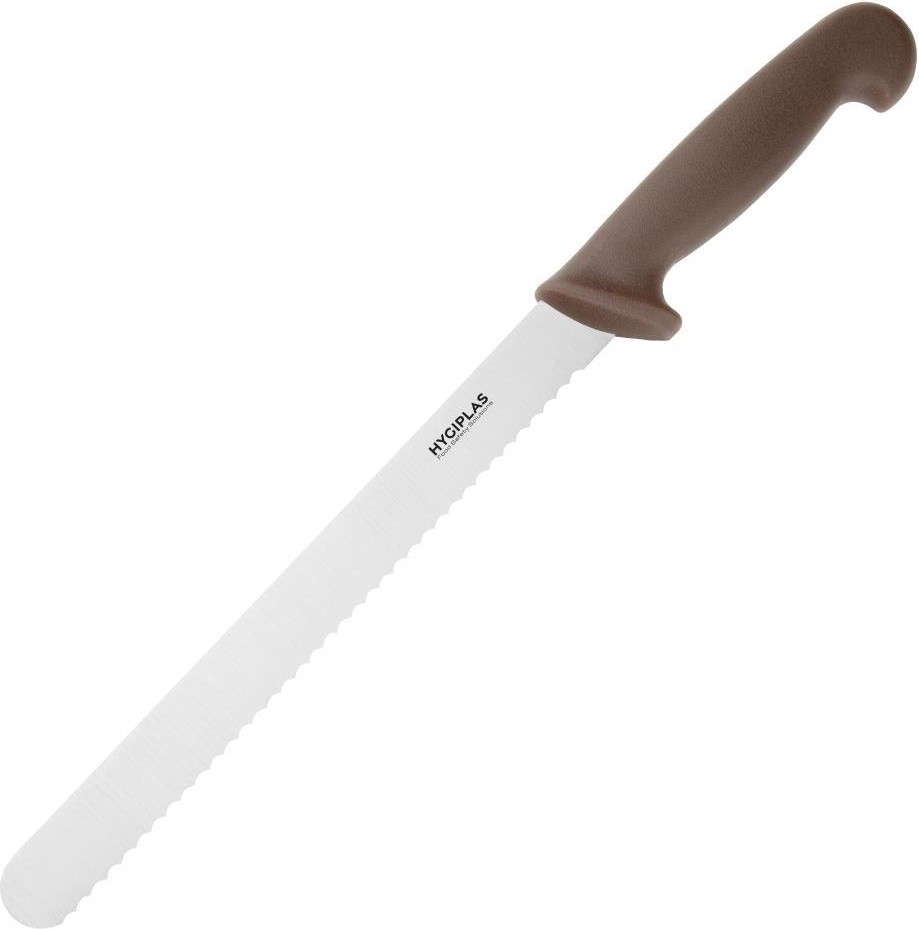  Hygiplas Couteau &agrave; trancher dent&eacute; marron 25cm 