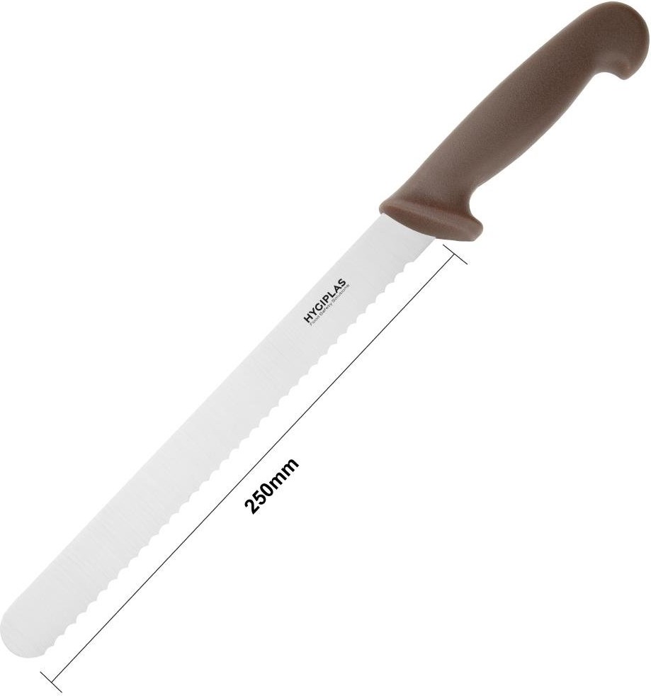  Hygiplas Couteau &agrave; trancher dent&eacute; marron 25cm 
