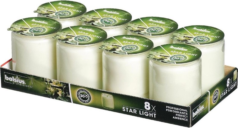  Bolsius Bougie-verre transparente Starlight (lot de 8) 