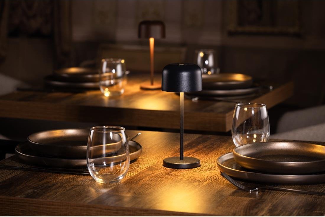  Olympia Lampe de table avec abat-jour rond Lucca noire 200mm 