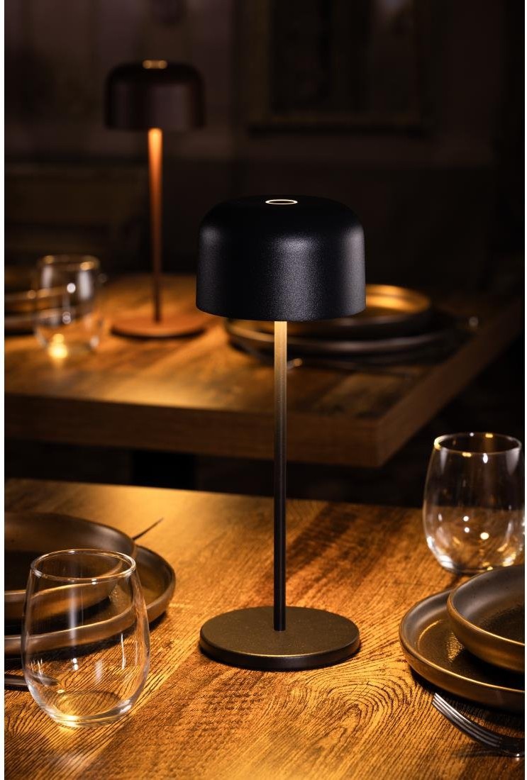  Olympia Lampe de table avec abat-jour rond Lucca noire 300mm 