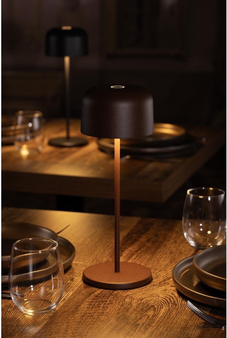  Olympia Lampe de table avec abat-jour rond Lucca marron 300mm 