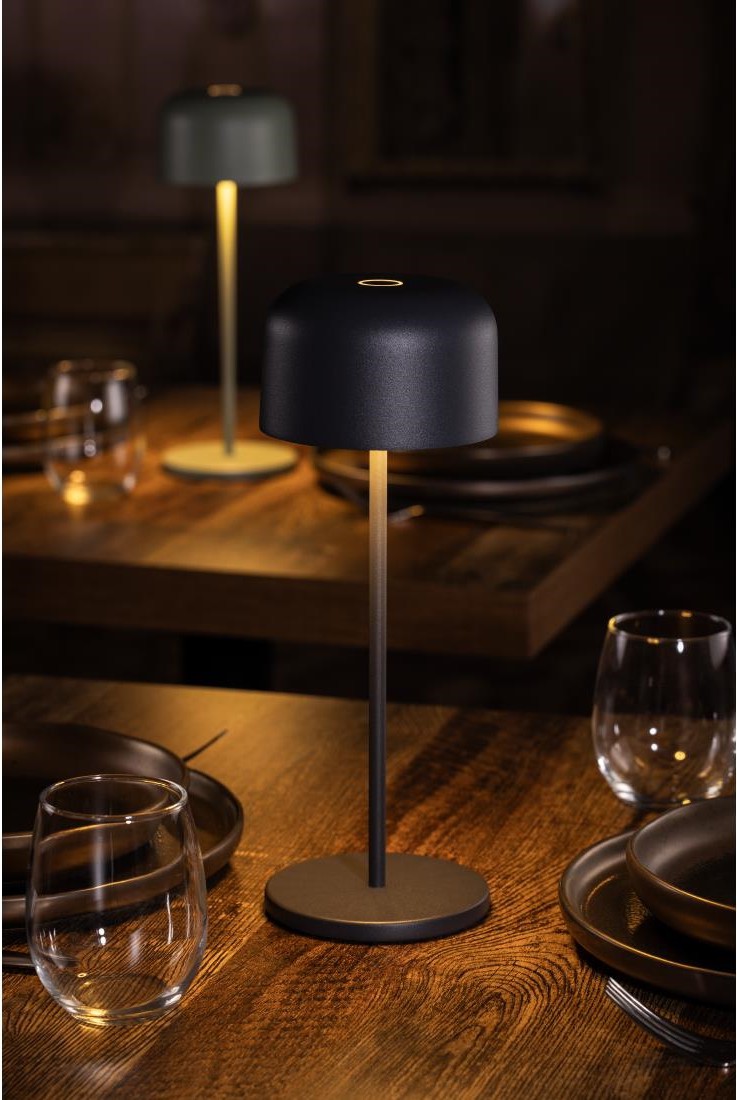  Olympia Lampe de table avec abat-jour rond Lucca grise 300mm 